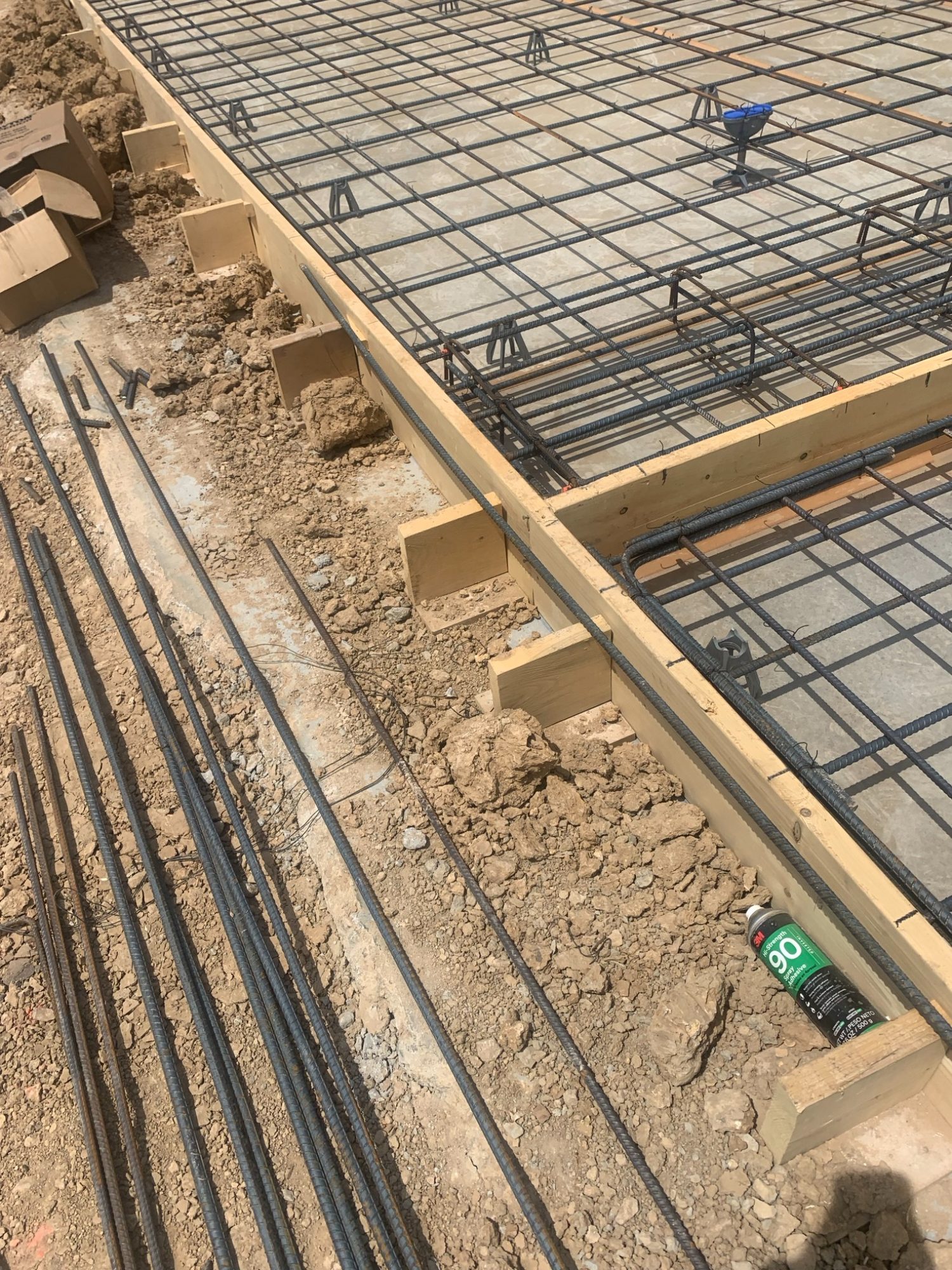 Rebar and formwork before a pour