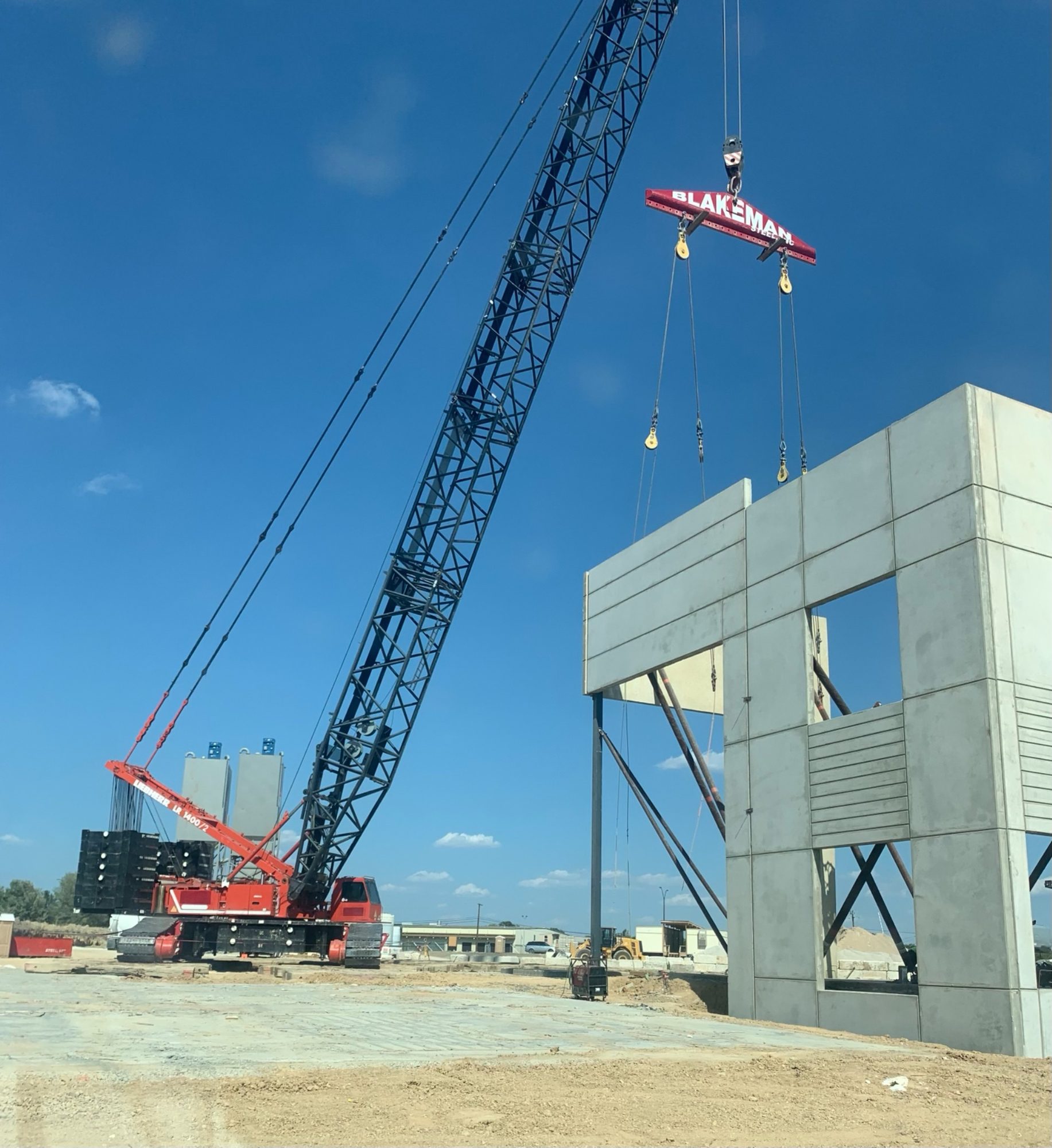 Tilt-wall panels being set on jobsite